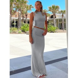 Fashionable sleeveless camisole and body-hugging mermaid skirt two-piece set