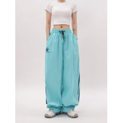 High street color-blocked casual street-style straight wide-leg thin floor-length pants for both men and women.