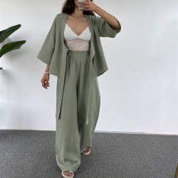 Autumn/Winter New TEMU Solid - colored Button - down Cardigan with Turn - down Collar, Casual and Stylish Two - piece Set for Women